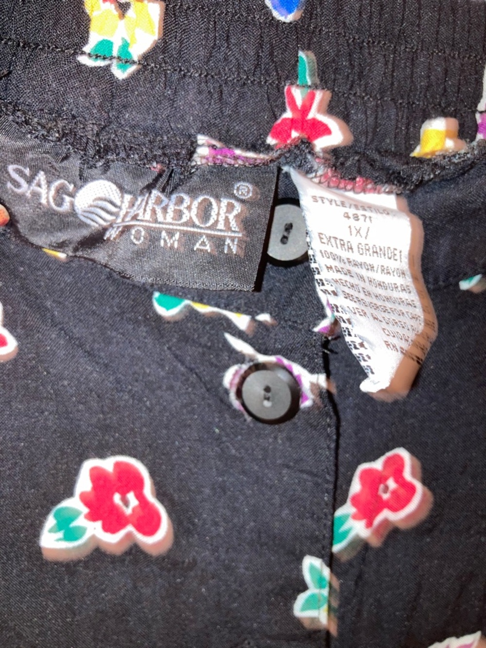 Sag Harbor Black Midi Skirt with Multicolor Floral Print - Picture 3 of 4